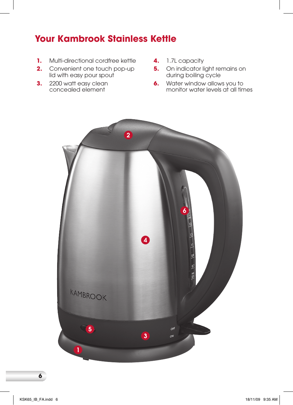 Your kambrook stainless kettle | Kambrook KSK65 User Manual | Page 6 / 12