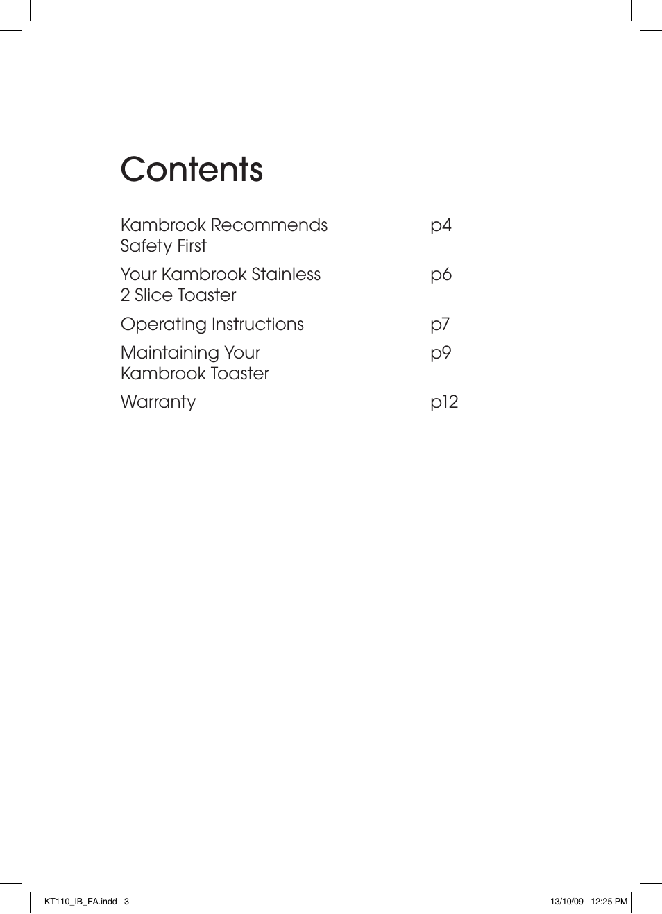 Kambrook KT110 User Manual | Page 3 / 12