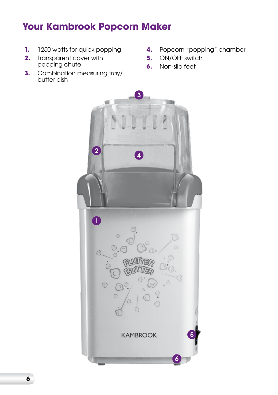 Your kambrook popcorn maker | Kambrook FLUTTER BUTTER KPC10 User Manual | Page 6 / 12