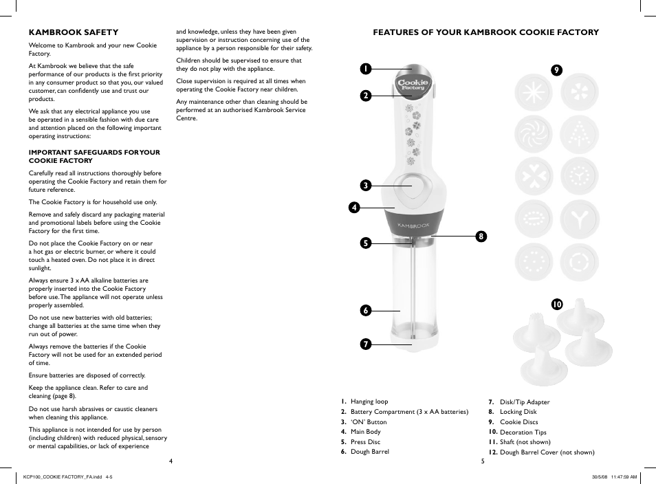 Kambrook COOKIE FACTORY KCP100 User Manual | Page 2 / 6