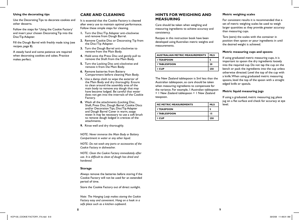 Kambrook COOKIE FACTORY KCP100 User Manual | Page 4 / 6