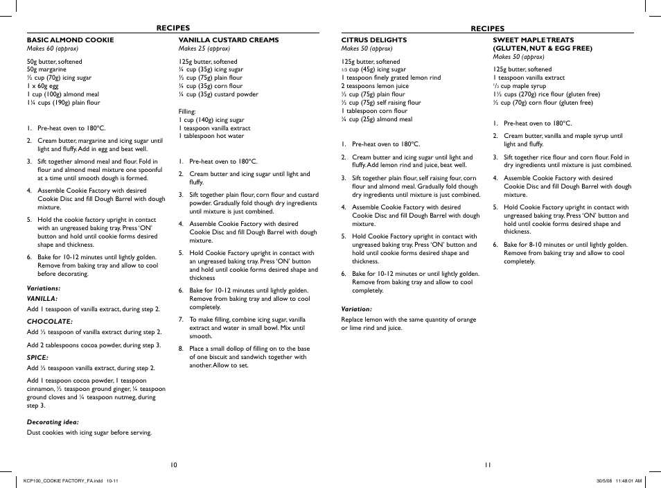 Kambrook COOKIE FACTORY KCP100 User Manual | Page 5 / 6
