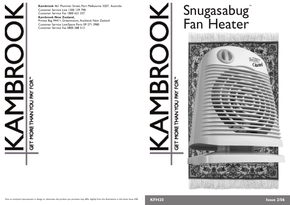 Kambrook SNUGASABUG FAN HEATER KFH20 User Manual | 4 pages