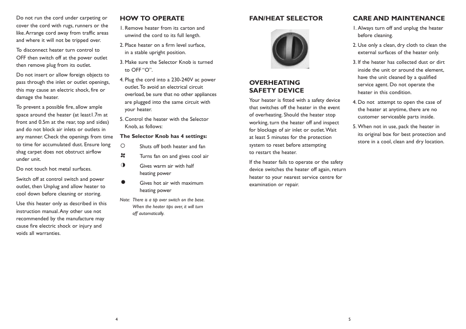 Kambrook SNUGASABUG FAN HEATER KFH20 User Manual | Page 3 / 4