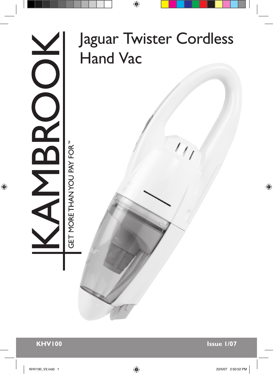 Kambrook Jaguar Twister KHV100 User Manual | 5 pages