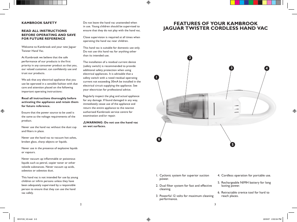 Kambrook Jaguar Twister KHV100 User Manual | Page 2 / 5