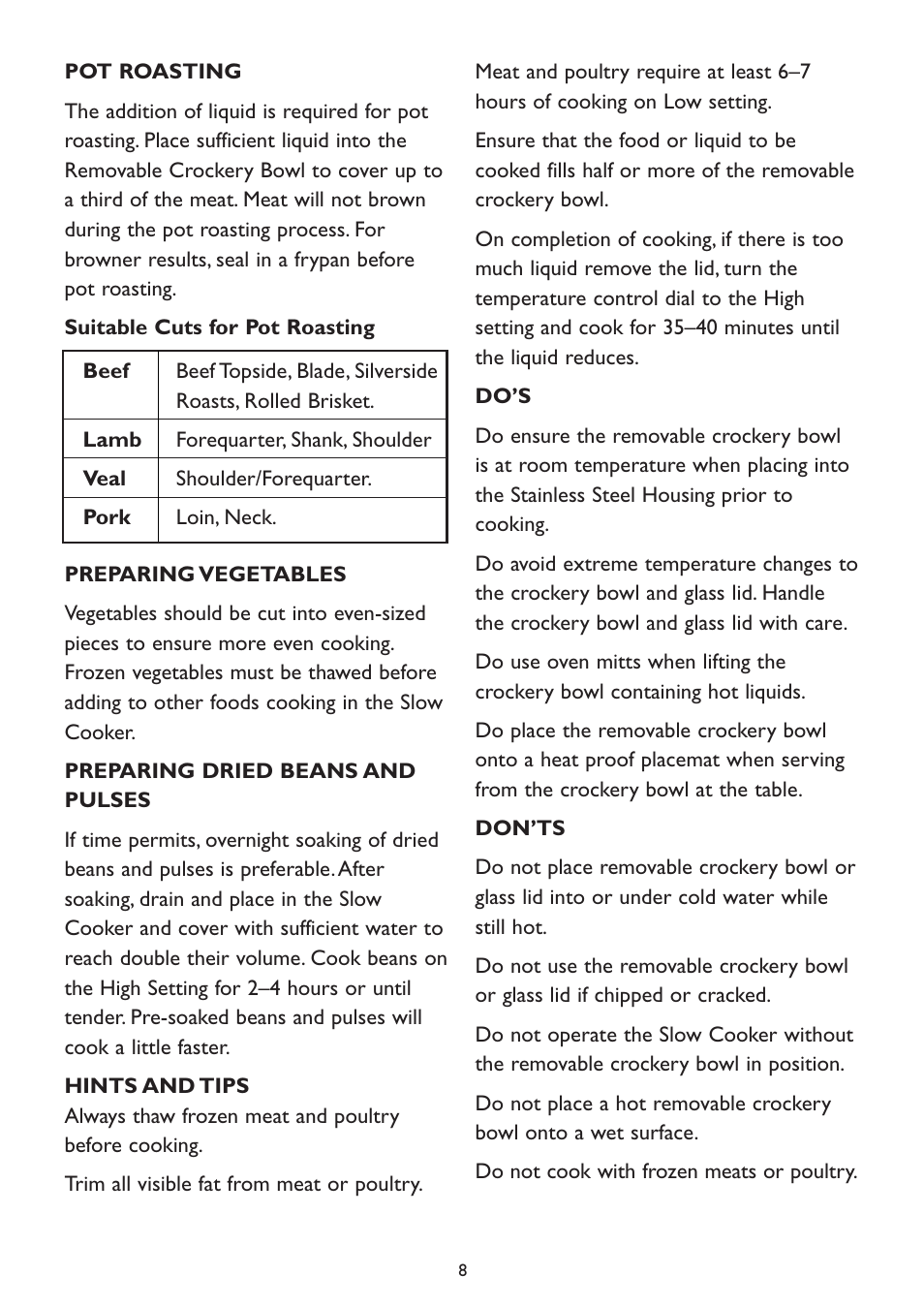 Kambrook KSC 100 User Manual | Page 8 / 20