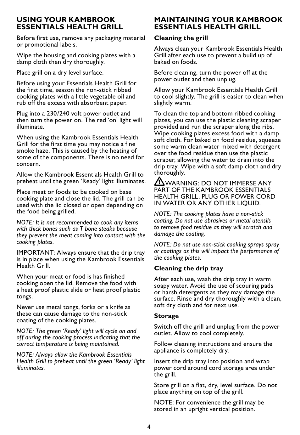 Kambrook KCG50 User Manual | Page 4 / 8