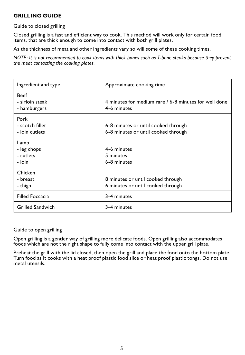 Kambrook KCG50 User Manual | Page 5 / 8