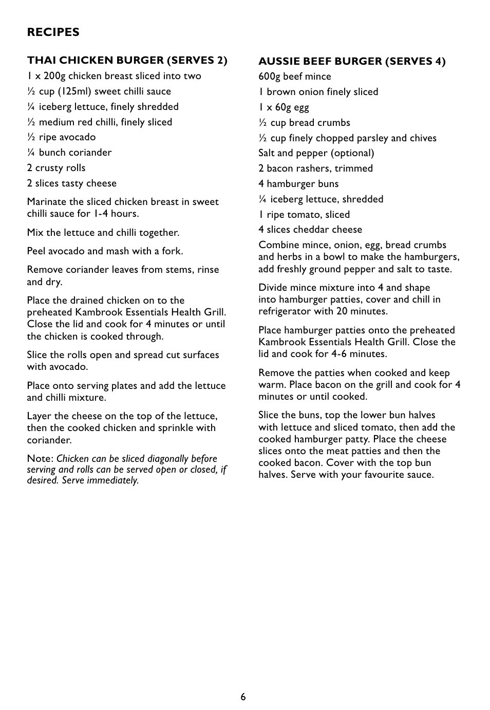 Kambrook KCG50 User Manual | Page 6 / 8