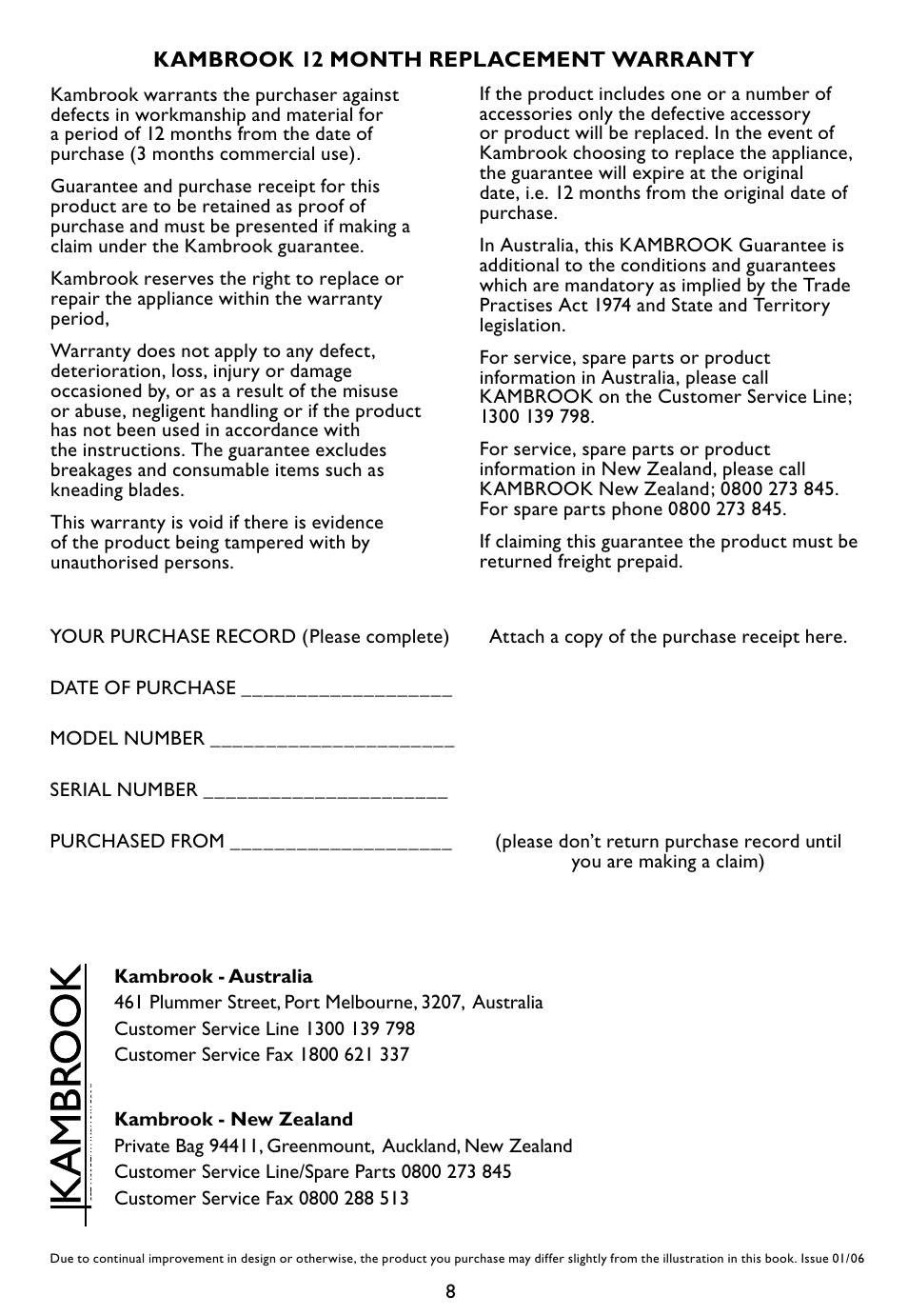 Kambrook KCG50 User Manual | Page 8 / 8