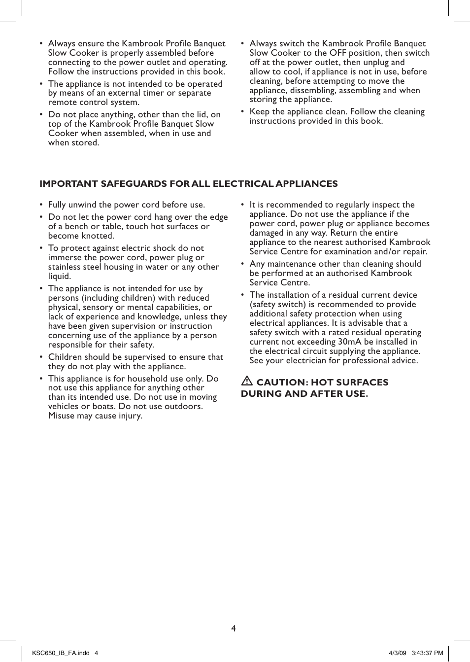 Kambrook KSC650 User Manual | Page 4 / 20