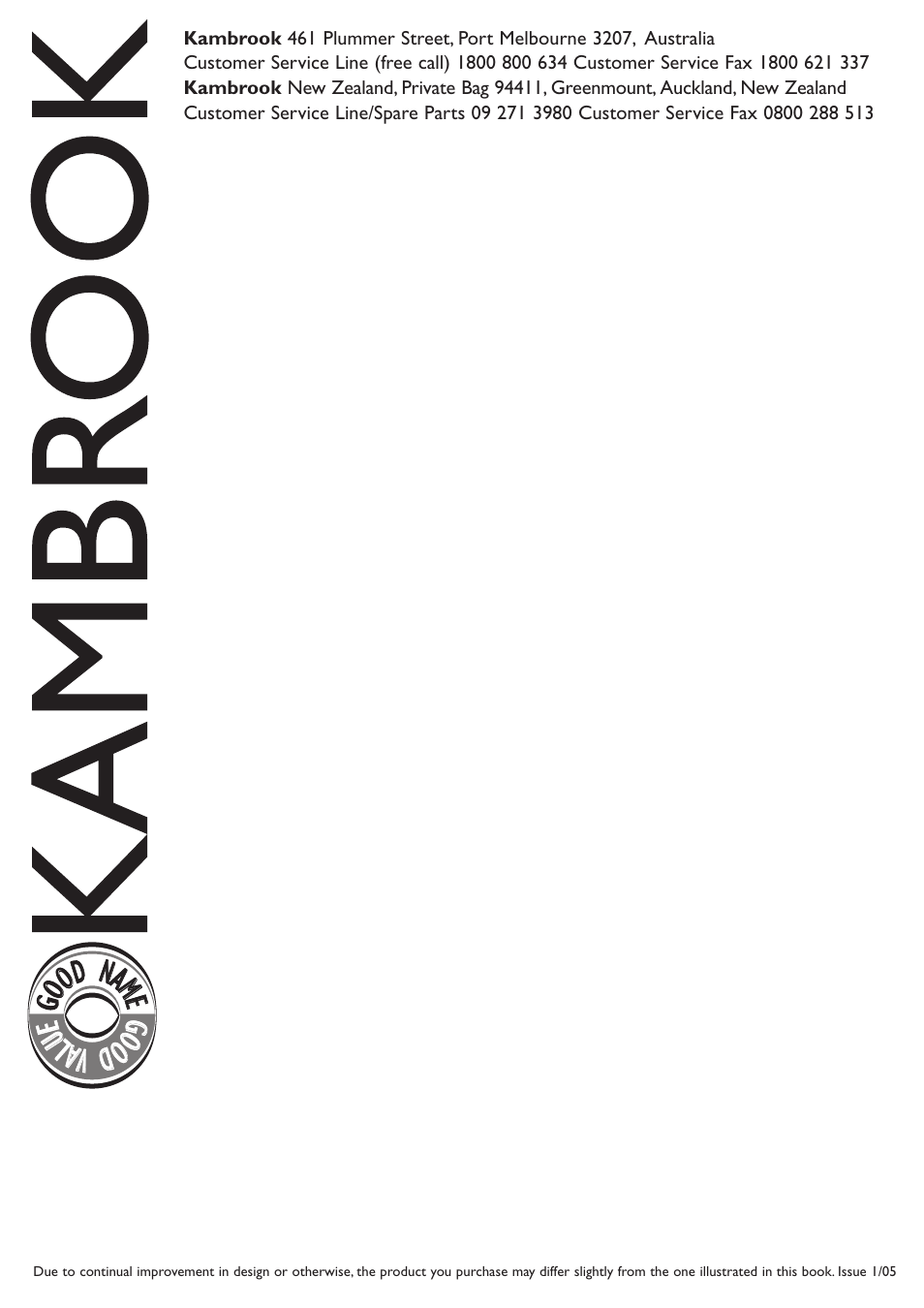 Ggoo oodd nnaammee g goo o oddvv a alluu ee | Kambrook KT100 User Manual | Page 8 / 8