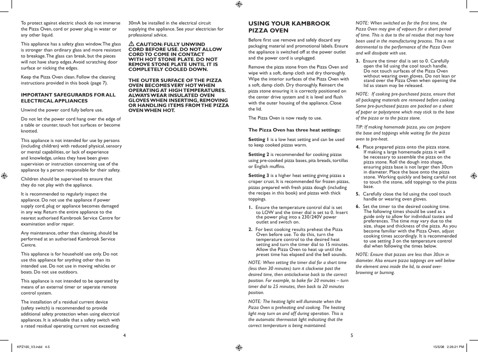 Kambrook KPZ100 User Manual | Page 3 / 7