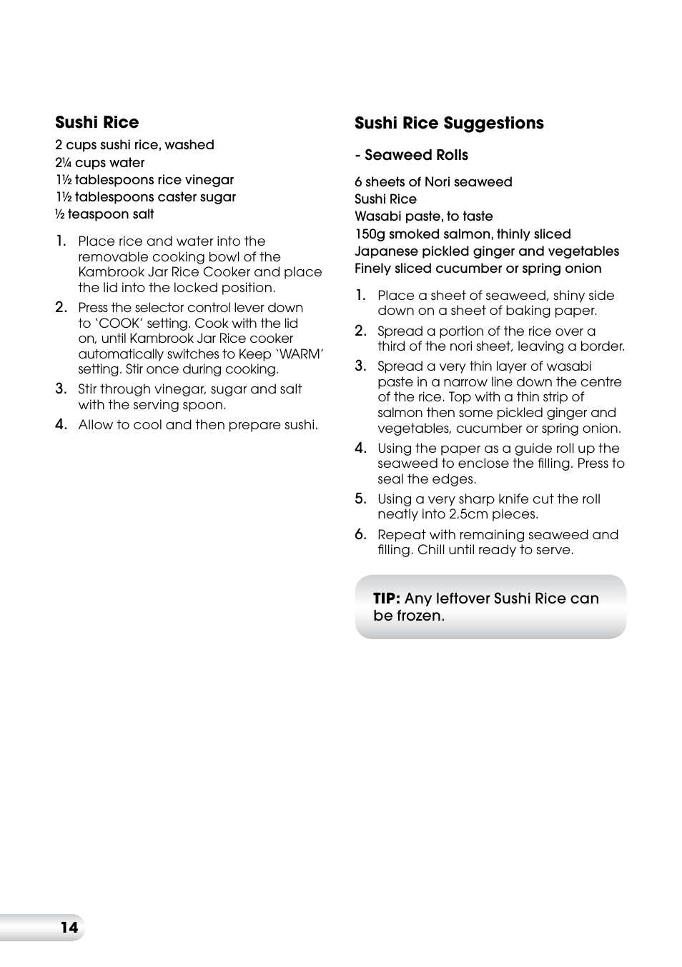 Kambrook KRC400 User Manual | Page 14 / 16