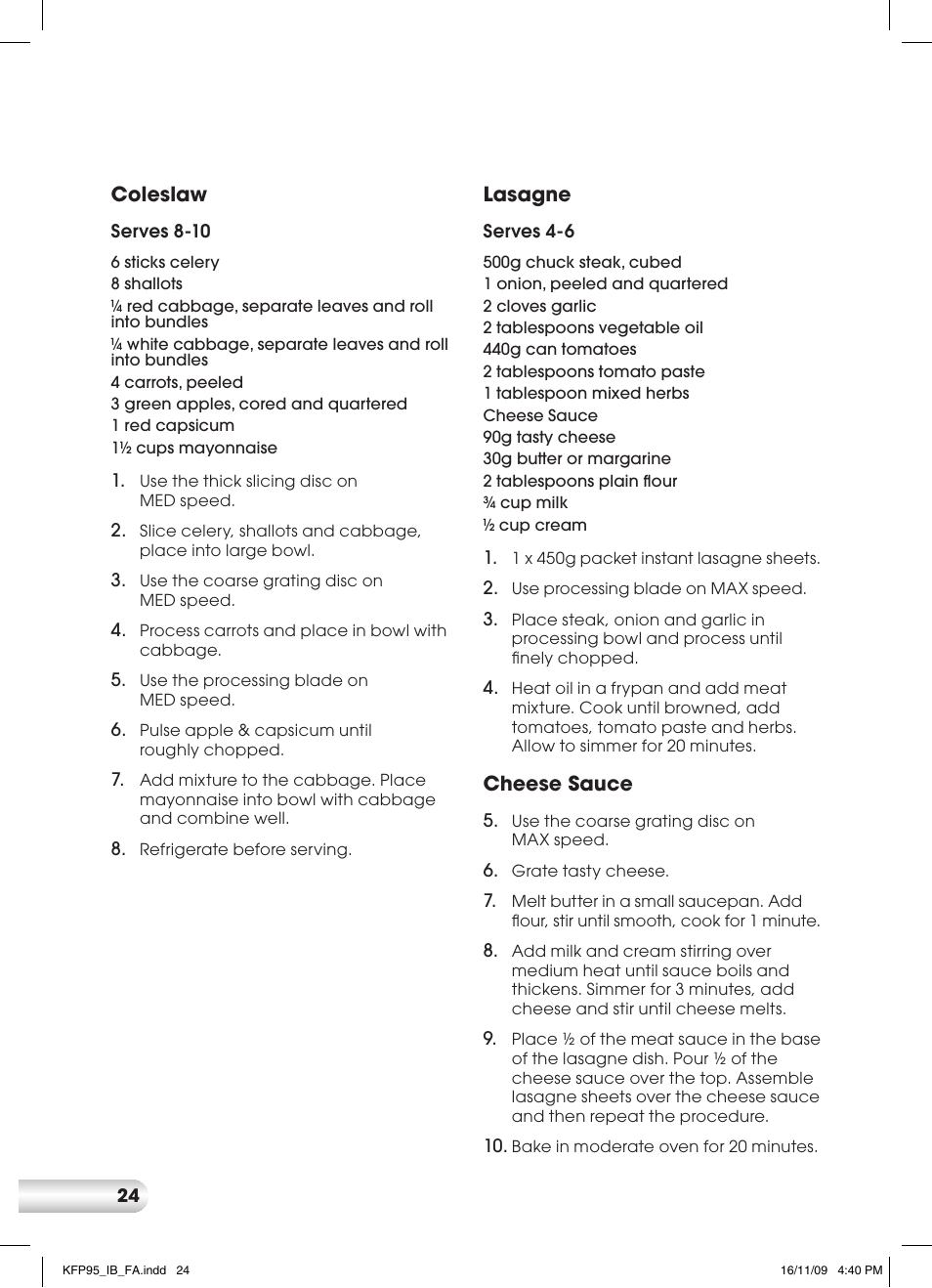 Kambrook KFP95 User Manual | Page 24 / 32