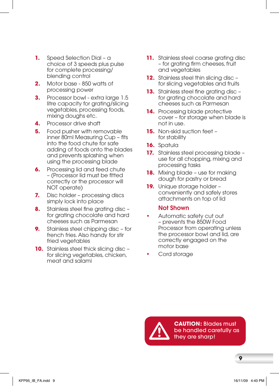 Kambrook KFP95 User Manual | Page 9 / 32