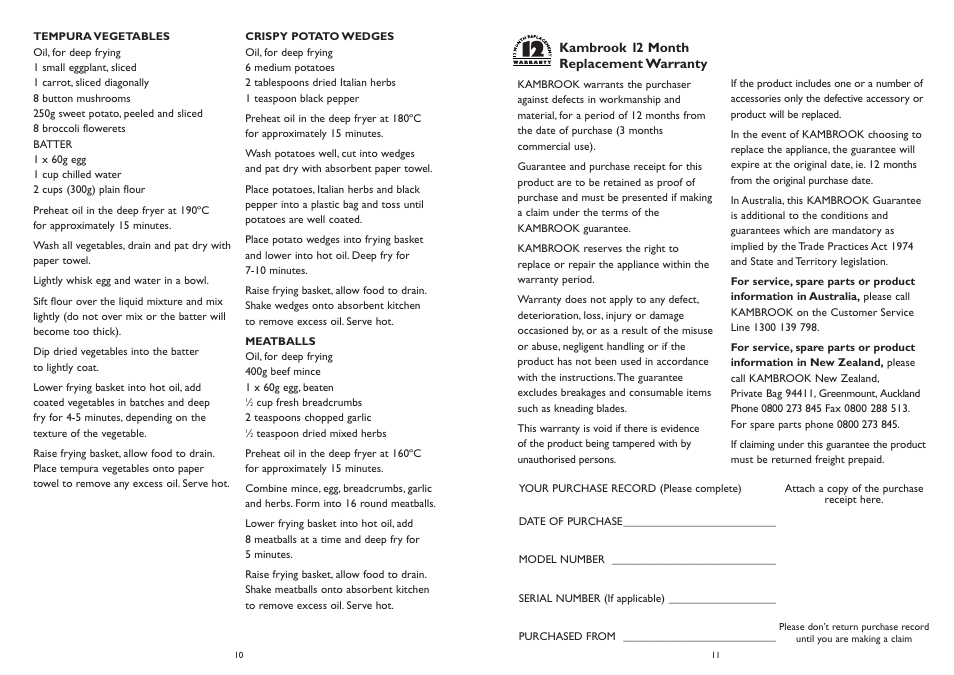 Kambrook KDF100 User Manual | Page 6 / 6