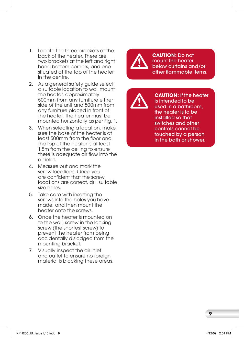 Kambrook SLIMLINE SILENT KPH200 User Manual | Page 9 / 12