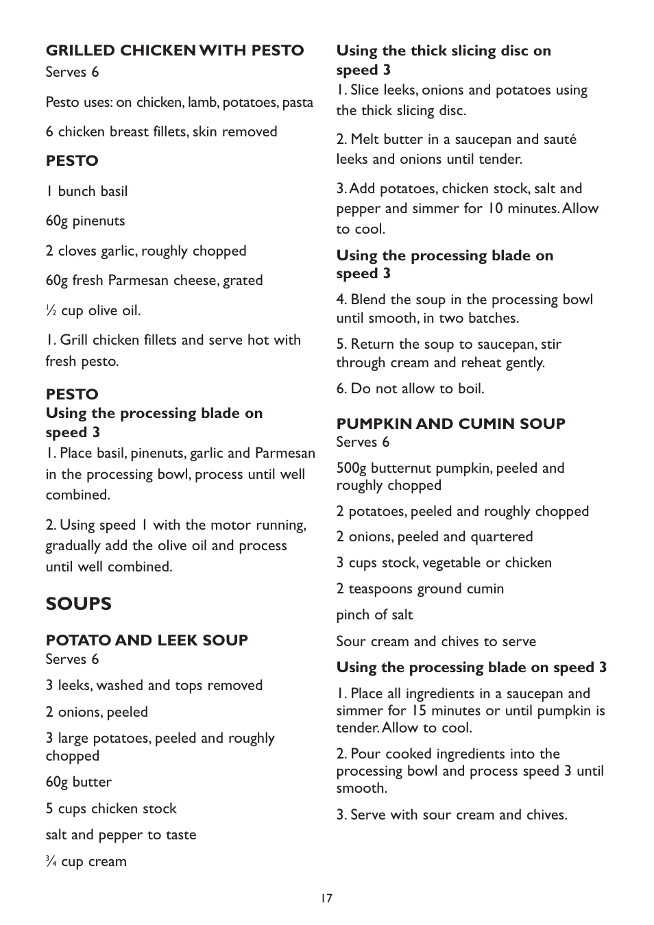 Soups | Kambrook KFP90 User Manual | Page 17 / 28