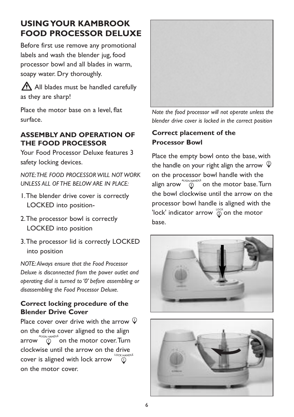 Using your kambrook food processor deluxe | Kambrook KFP90 User Manual | Page 6 / 28
