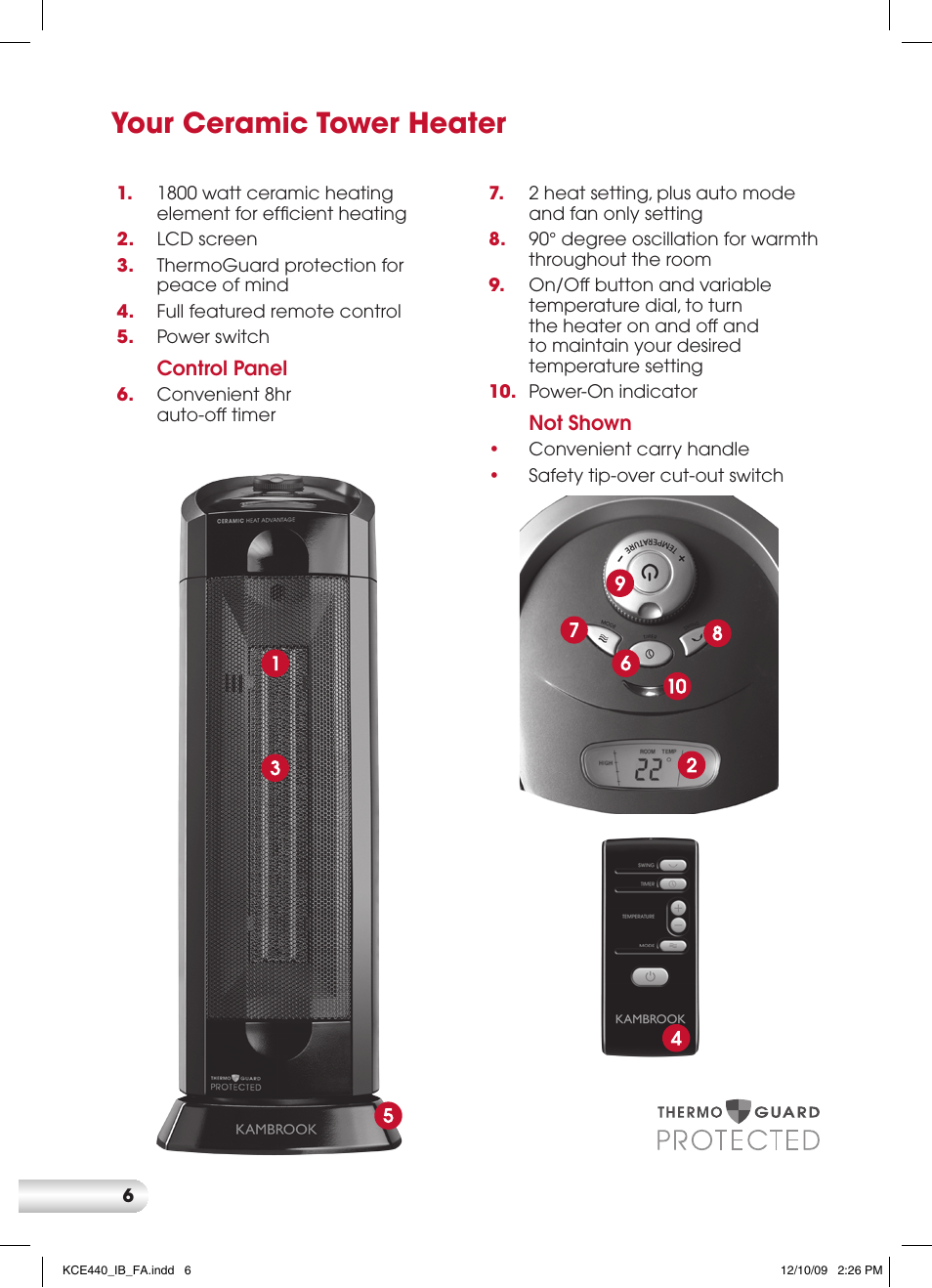 Your ceramic tower heater | Kambrook CERAMIC KCE440 User Manual | Page 6 / 12