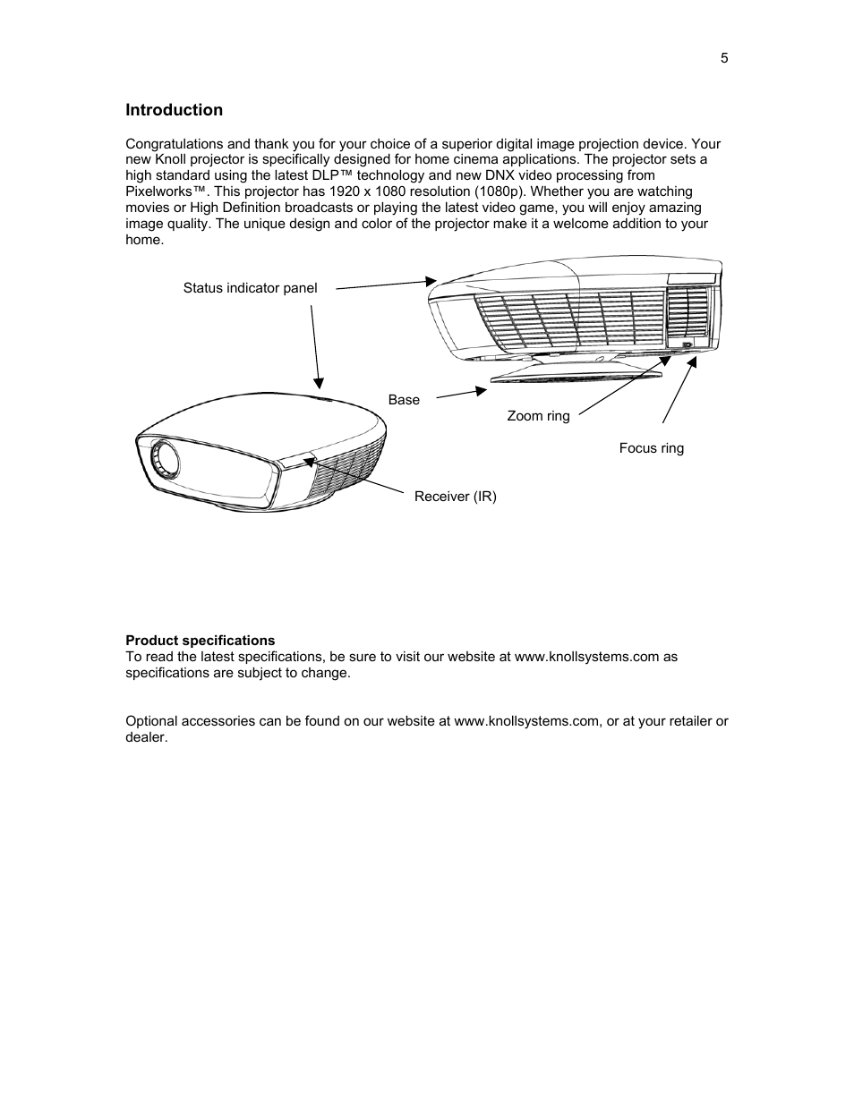 Introduction | Knoll HDP420 User Manual | Page 5 / 30