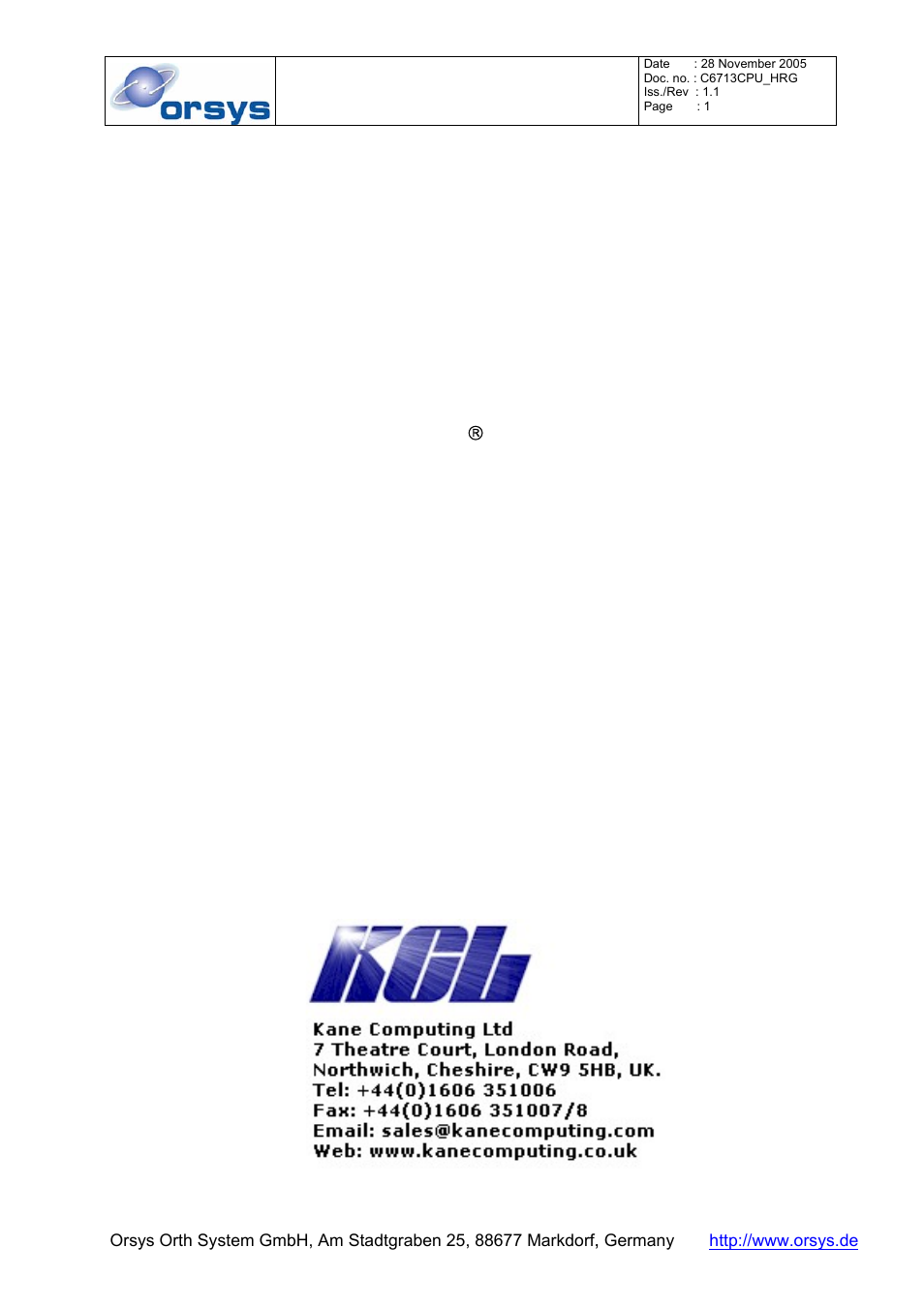 Kane Industries C6713CPU User Manual | 54 pages