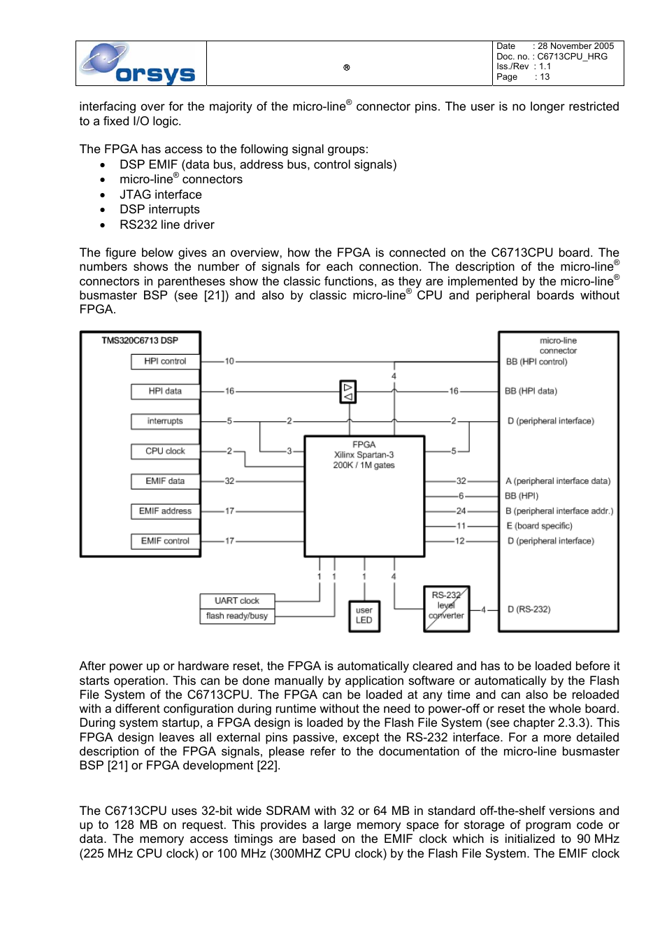 External memory (on-board sdram), Figure 4: fpga connections overview | Kane Industries C6713CPU User Manual | Page 13 / 54