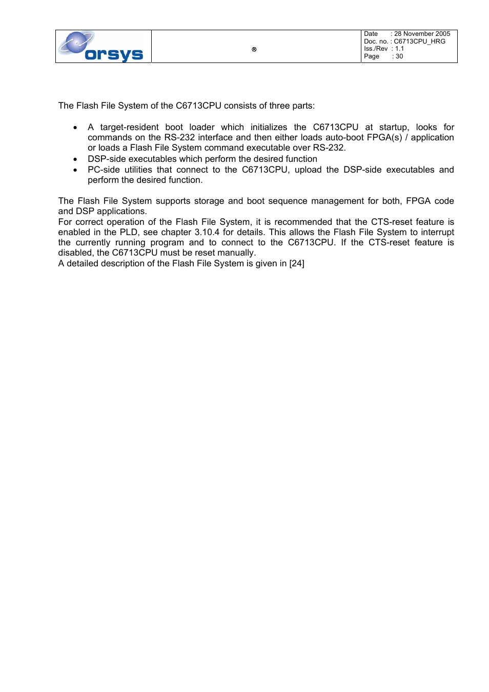 5 using the flash file system, Chapter 5 gives a brief introduction t, Ee chapter 5 | Kane Industries C6713CPU User Manual | Page 30 / 54
