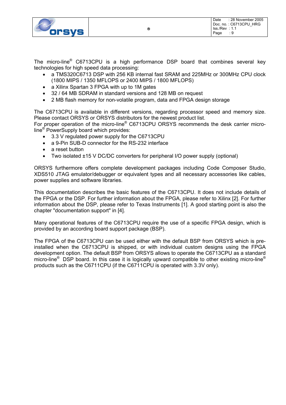 2 hardware overview | Kane Industries C6713CPU User Manual | Page 9 / 54