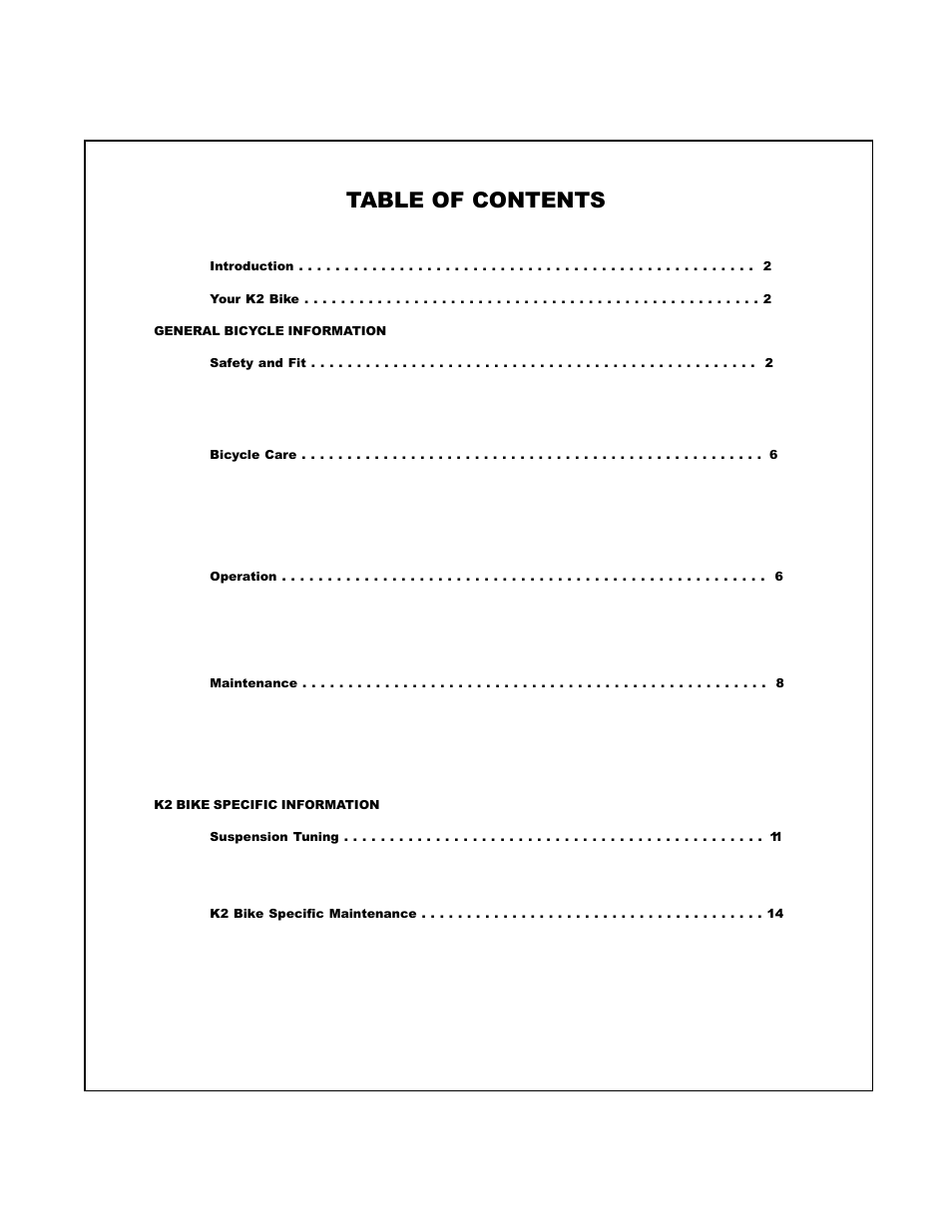 K2 Bike S User Manual | Page 2 / 16