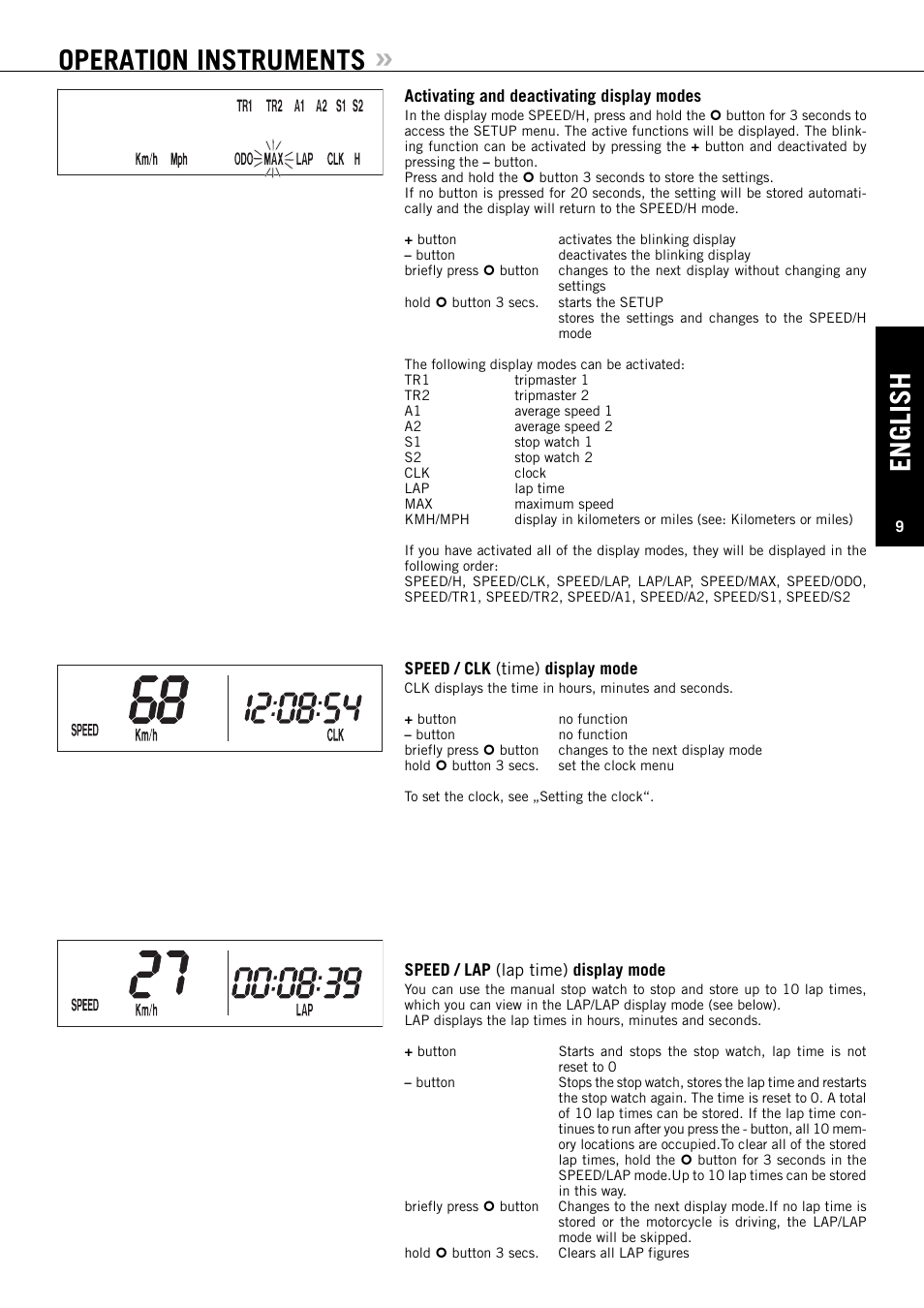 Operation instruments, English | KTM 250 XC-F User Manual | Page 10 / 68