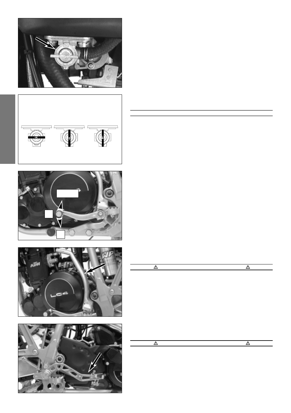English, Fuel tap, Shift lever | Kickstarter, Foot brake pedal | KTM Supermoto 400/640LC4-E6 User Manual | Page 9 / 46