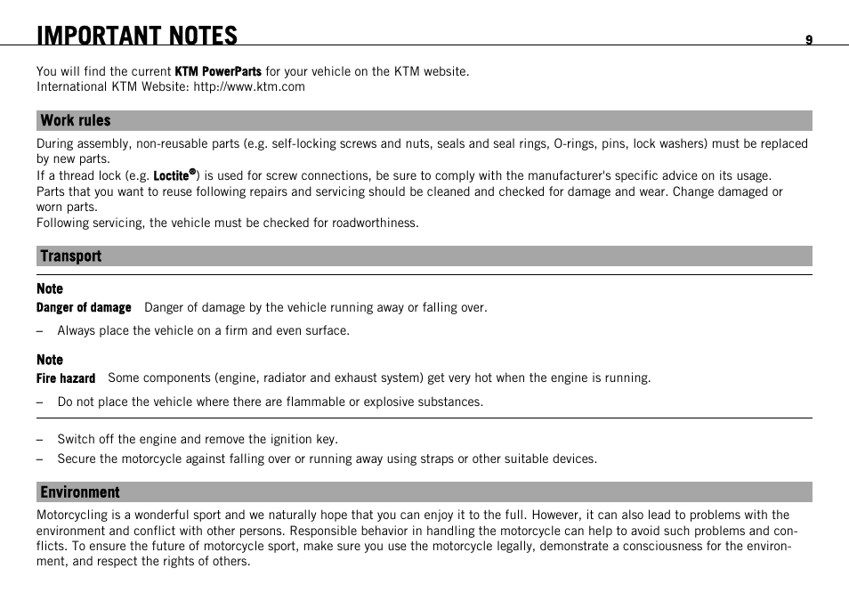 KTM 1190 RC8 FR User Manual | Page 11 / 234