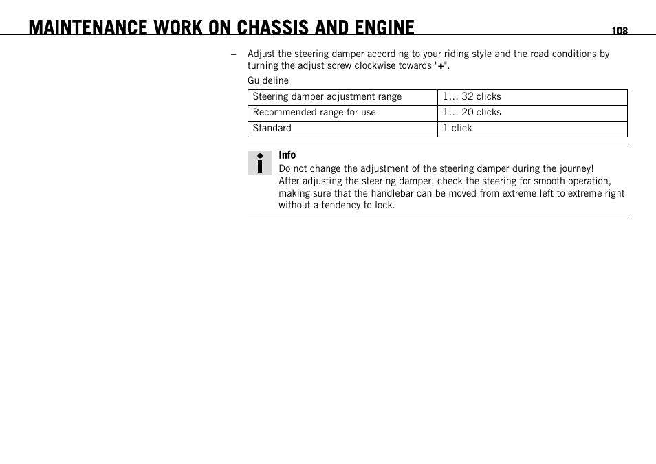 Maintenance work on chassis and engine | KTM 1190 RC8 FR User Manual | Page 110 / 234