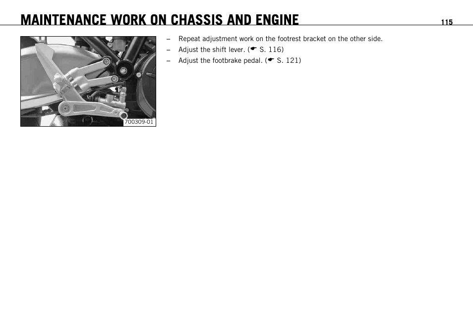 Maintenance work on chassis and engine | KTM 1190 RC8 FR User Manual | Page 117 / 234