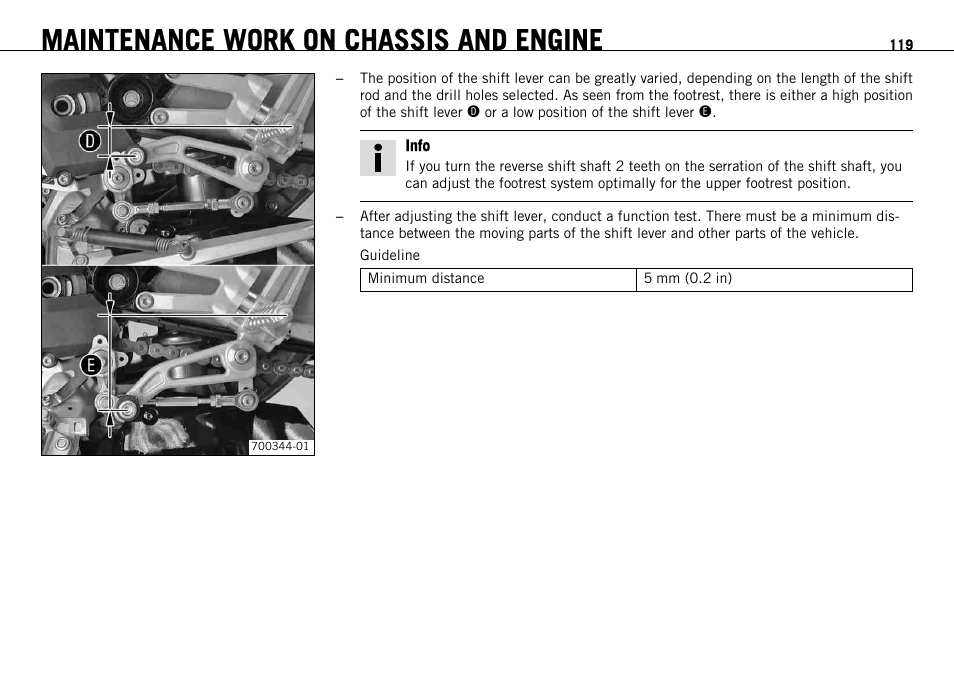 Maintenance work on chassis and engine | KTM 1190 RC8 FR User Manual | Page 121 / 234