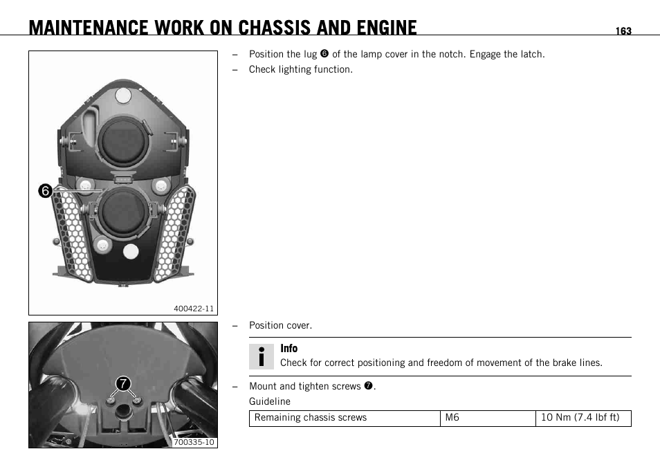 Maintenance work on chassis and engine | KTM 1190 RC8 FR User Manual | Page 165 / 234