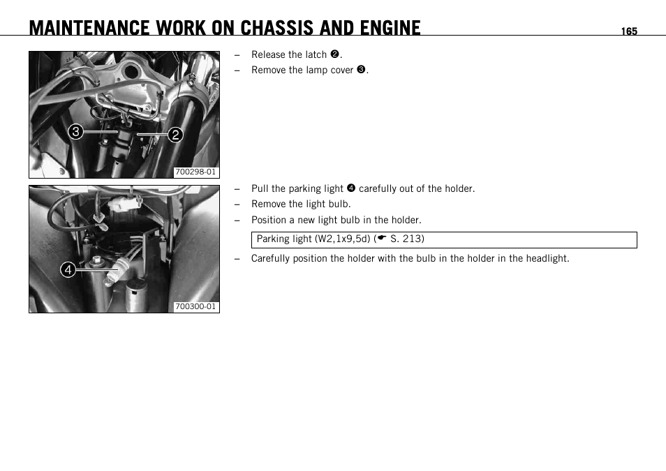 Maintenance work on chassis and engine | KTM 1190 RC8 FR User Manual | Page 167 / 234