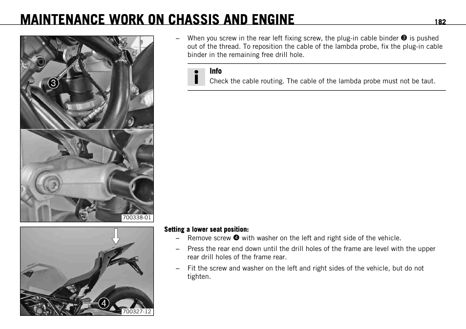 Maintenance work on chassis and engine | KTM 1190 RC8 FR User Manual | Page 184 / 234