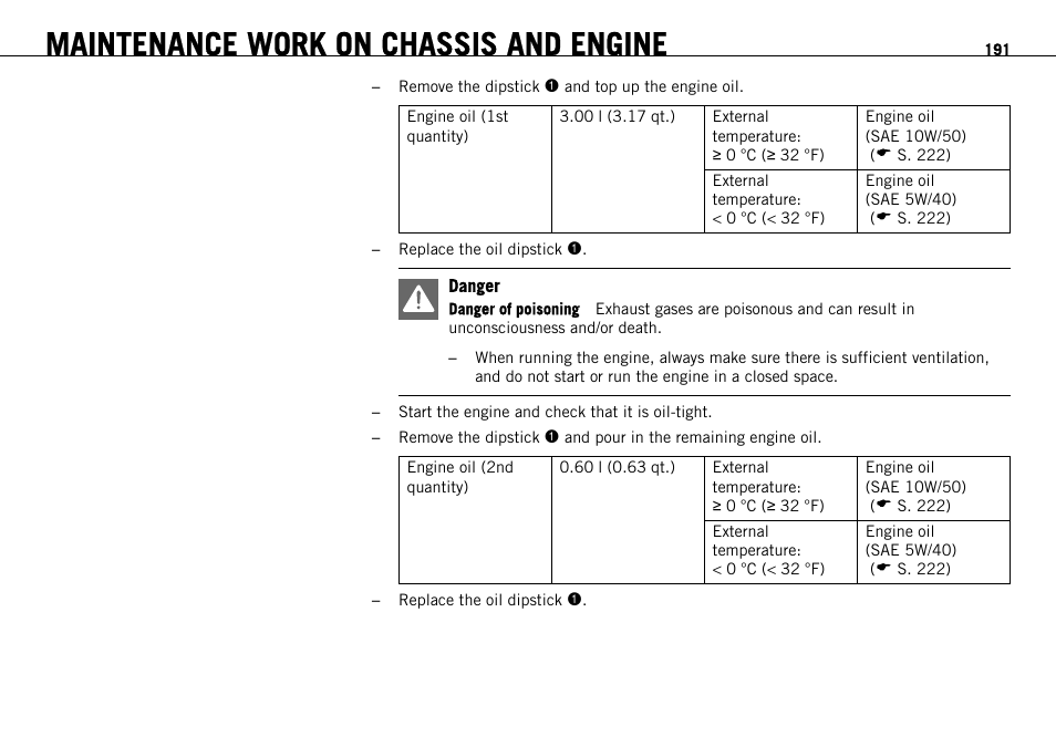 Maintenance work on chassis and engine | KTM 1190 RC8 FR User Manual | Page 193 / 234
