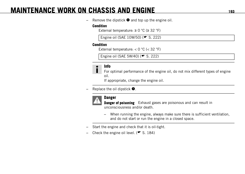 Maintenance work on chassis and engine | KTM 1190 RC8 FR User Manual | Page 195 / 234