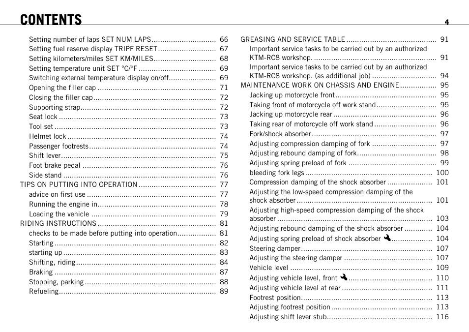 KTM 1190 RC8 FR User Manual | Page 6 / 234