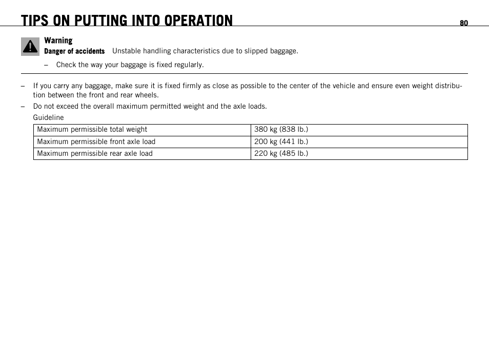 Tips on putting into operation | KTM 1190 RC8 FR User Manual | Page 82 / 234