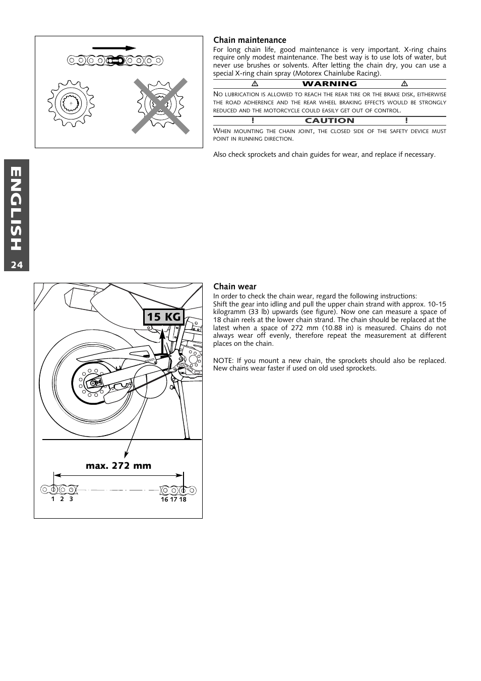 English, 15 kg | KTM 640 LC4 ENDURO User Manual | Page 25 / 50
