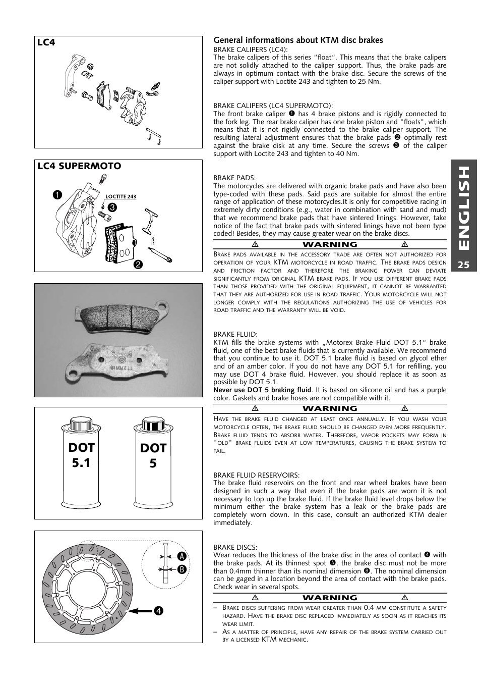 English, Dot 5.1 dot 5, A b 4 1 2 3 | KTM 640 LC4 ENDURO User Manual | Page 26 / 50