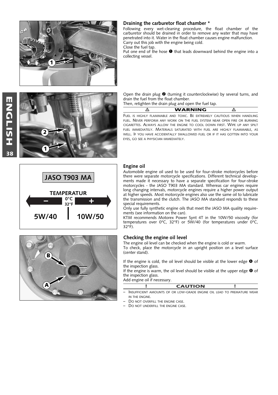 English, Jaso t903 ma, Temperatur 1 2 1 a b | KTM 640 LC4 ENDURO User Manual | Page 39 / 50