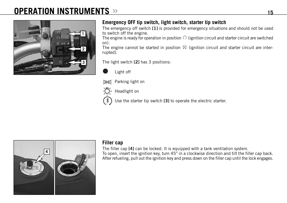 Operation instruments | KTM 990 SUPER DUKE User Manual | Page 16 / 90