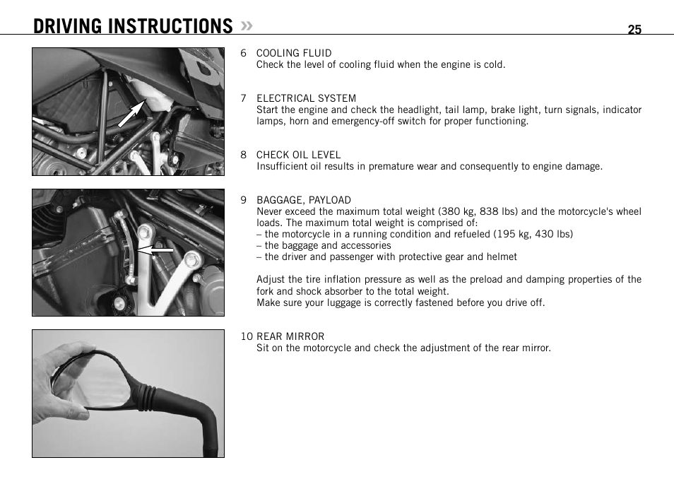 Driving instructions | KTM 990 SUPER DUKE User Manual | Page 26 / 90